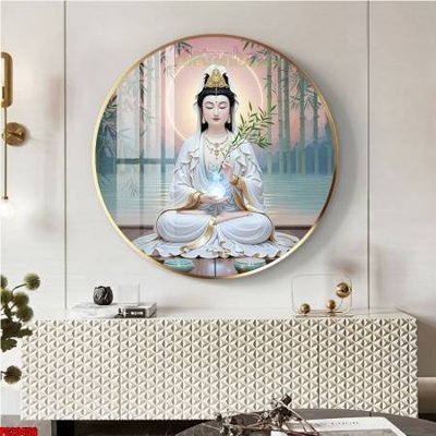 File tranh in tráng gương File tranh tròn phật giáo 5D PG20456 (siêu nét)