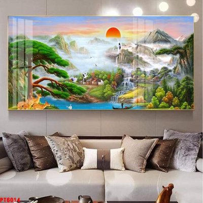 File gốc Tranh sơn thủy thác nước PT6014 (trang trí) phòng trẻ em