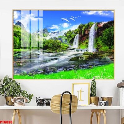 File ảnh gốc Tranh sơn thủy thác nước PT6030 (chuyên in mica)