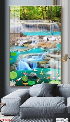 File tranh in trần 3D Tranh sơn thủy thác nước PT6044 (ảnh gốc)