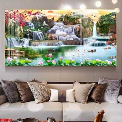 File PSD Tranh sơn thủy thác nước PT6053 (bản gốc) cho nhà in