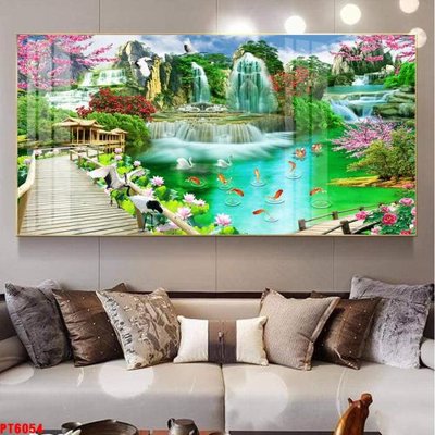 File PSD Tranh sơn thủy thác nước PT6054 (gốc) cho designer