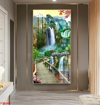 Tải file Tranh sơn thủy thác nước PT6064 (gốc) chủ đề tâm linh