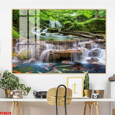 File gốc Tranh sơn thủy thác nước PT6070 (chuẩn màu) cho in offset