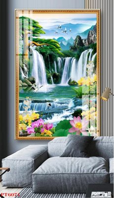 File tranh Tranh sơn thủy thác nước PT6071 (ảnh gốc) độc quyền