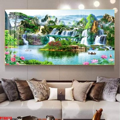 Mua file gốc Tranh sơn thủy thác nước PT6073 (chất lượng) tại Filetranh.com