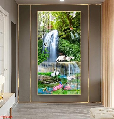 Chi tiết file tranh tráng gương Tranh sơn thủy thác nước PT6075 (ảnh gốc)
