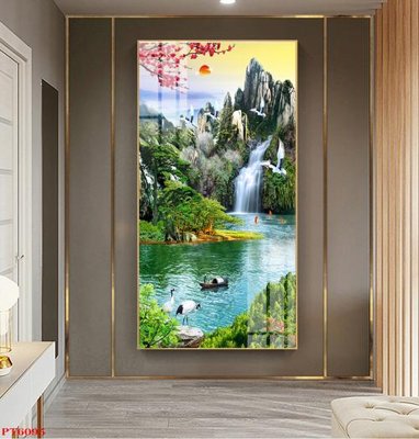File PSD Tranh sơn thủy thác nước PT6095 (bản gốc) dễ dàng edit