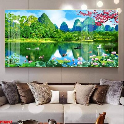 File PSD Tranh sơn thủy thác nước PT6097 (gốc) cho in quảng cáo