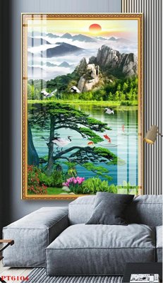 Tải file gốc Tranh sơn thủy thác nước PT6104 (in không vỡ ảnh)