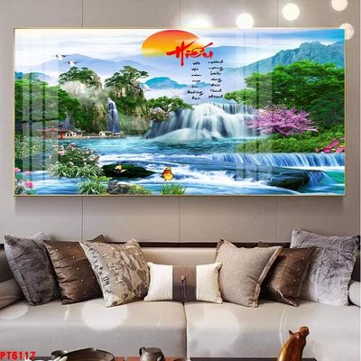 File tranh Tranh sơn thủy thác nước PT6117 (ảnh gốc) không bị mờ
