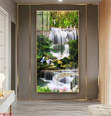 File in trần Tranh sơn thủy thác nước PT6122 (bản gốc) bầu trời