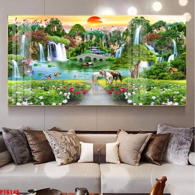 Ảnh gốc Tranh sơn thủy thác nước PT6145 (siêu chi tiết) để in ấn