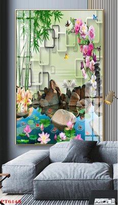 File gốc Tranh sơn thủy thác nước PT6148 (cho in 3D) độc đáo