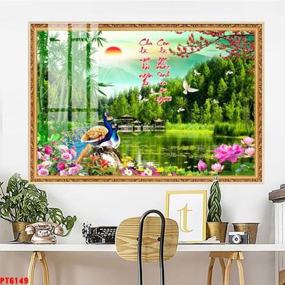 File tranh Tranh sơn thủy thác nước PT6149 (bản gốc) treo quán cafe