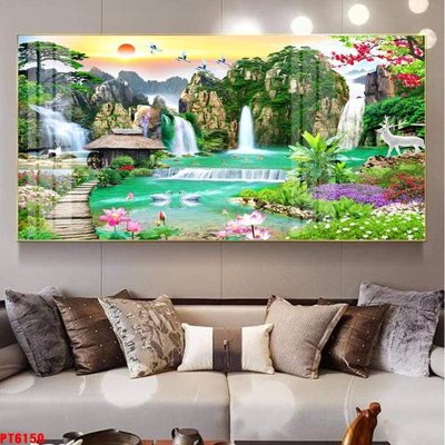 Tệp tin gốc Tranh sơn thủy thác nước PT6150 (dùng cho in) Tranh sơn thủy thác nước PT6150
