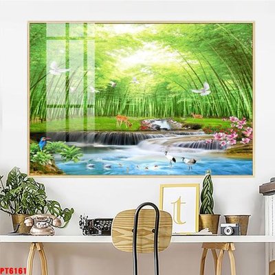 File gốc Tranh sơn thủy thác nước PT6161 (thiết kế) cho in ấn