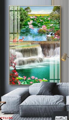 Tải file Tranh sơn thủy thác nước PT6189 (PSD) cho in ấn quảng cáo