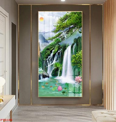 File tranh gốc Tranh sơn thủy thác nước PT6194 (bản quyền) Filetranh.com