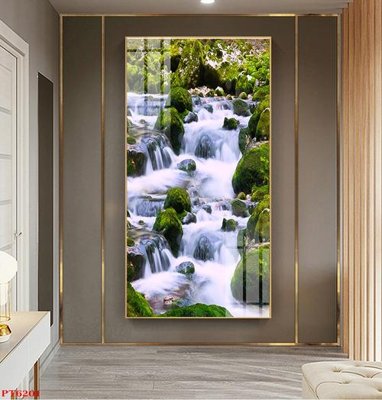 Tải file Tranh sơn thủy thác nước PT6201 (gốc) chủ đề phong thủy