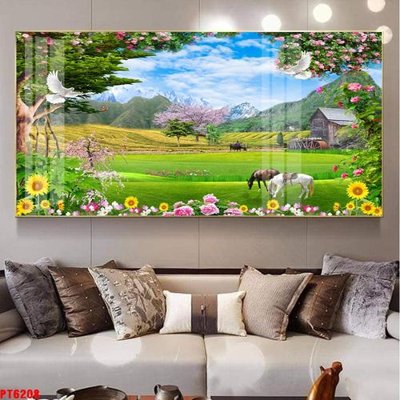 File tranh Tranh sơn thủy thác nước PT6208 (gốc) chủ đề trừu tượng