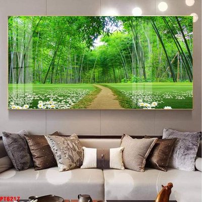 File in ấn Tranh sơn thủy thác nước PT6217 chuyên nghiệp