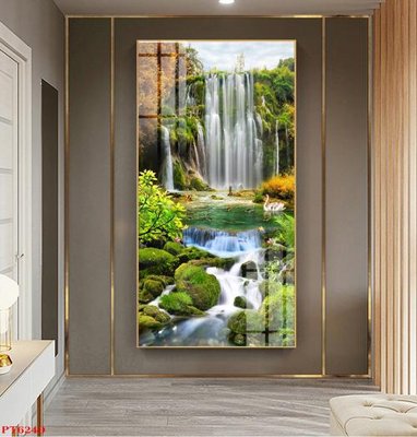 File tranh Tranh sơn thủy thác nước PT6240 (bản gốc) trang trí văn phòng
