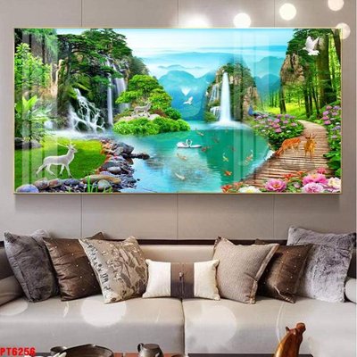 File PSD Tranh sơn thủy thác nước PT6256 (gốc) cho designer