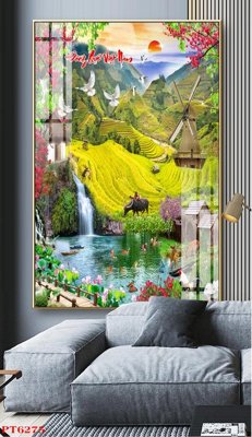 File ảnh Tranh sơn thủy thác nước PT6275 (gốc) in standee