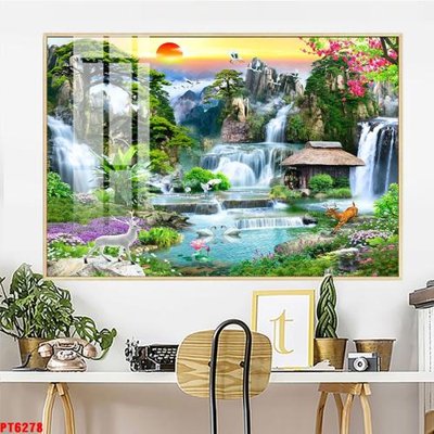 File ảnh gốc Tranh sơn thủy thác nước PT6278 (chuyên in mica)