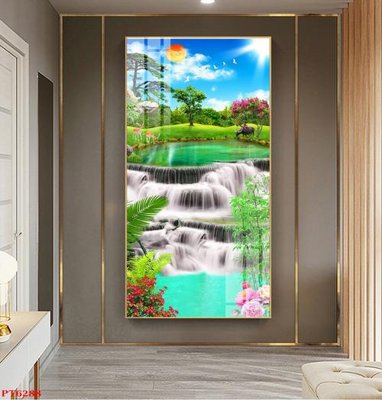 File gốc in ấn Tranh sơn thủy thác nước PT6288 độ phân giải cao