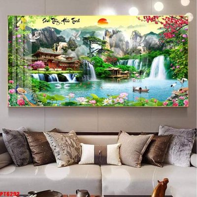File gốc Tranh sơn thủy thác nước PT6292 (thiết kế) cho in ấn