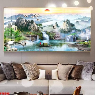 File ảnh Tranh sơn thủy thác nước PT6293 (gốc) in biển hiệu