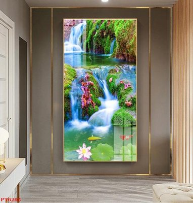 File ảnh Tranh sơn thủy thác nước PT6295 (gốc) in poster