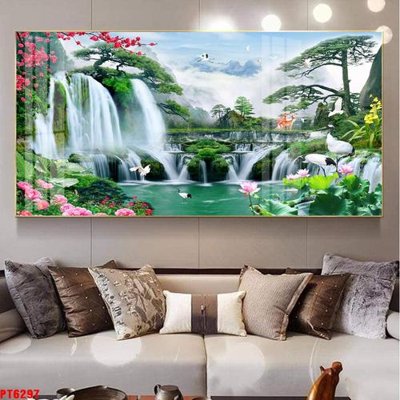 Tải file gốc Tranh sơn thủy thác nước PT6297 (in tráng gương) 3DFile gốc Tranh sơn thủy thác nước PT6297 (sẵn sàng in) chất lượng cao