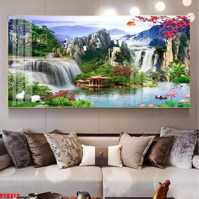 Tải file Tranh sơn thủy thác nước PT6312 (ảnh gốc) độ phân giải 300dpi