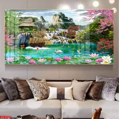 File ảnh Tranh sơn thủy thác nước PT6331 (gốc) in Hiflex