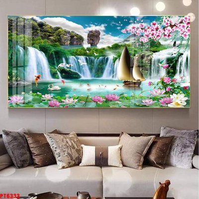 File ảnh Tranh sơn thủy thác nước PT6333 (gốc) in quảng cáo ngoài trời
