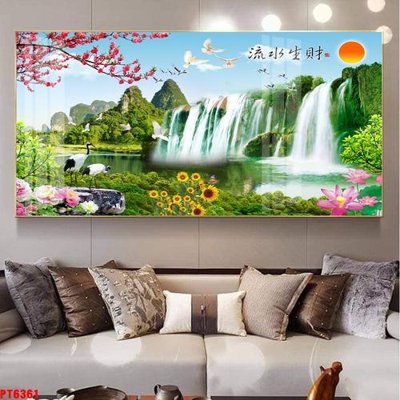 File tranh Tranh sơn thủy thác nước PT6361 (gốc) chủ đề thành phố