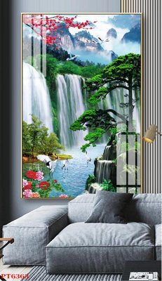 File PSD Tranh sơn thủy thác nước PT6363 (nguyên bản) cho thiết kế