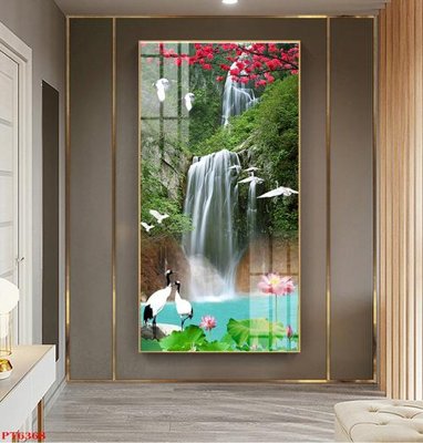 Tải file tranh gốc Tranh sơn thủy thác nước PT6368 chất lượng cao