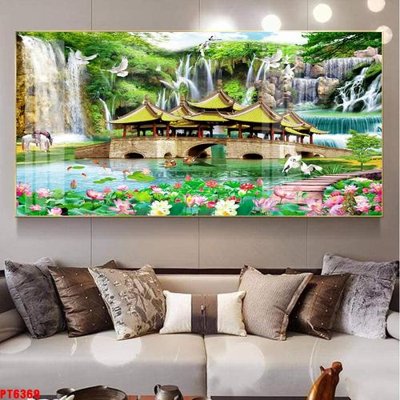 File gốc Tranh sơn thủy thác nước PT6369 (PNG) nền trong suốt