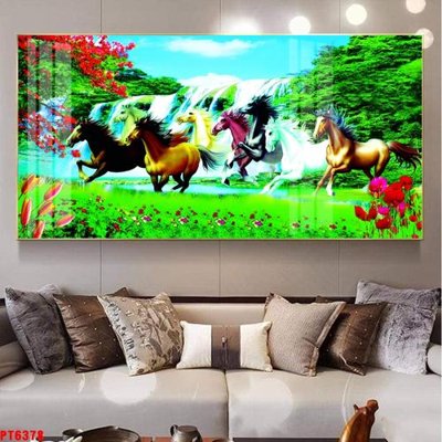 Hình ảnh file gốc in lụa Tranh sơn thủy thác nước PT6378