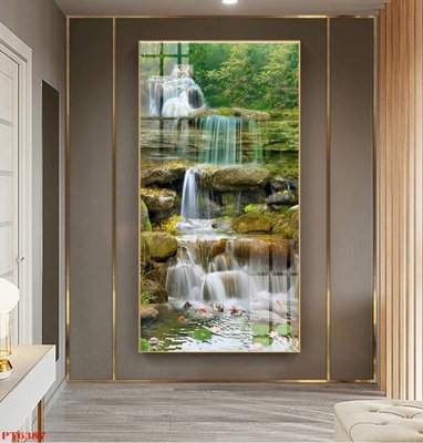 File in trần Tranh sơn thủy thác nước PT6387 (bản gốc) phong cảnh