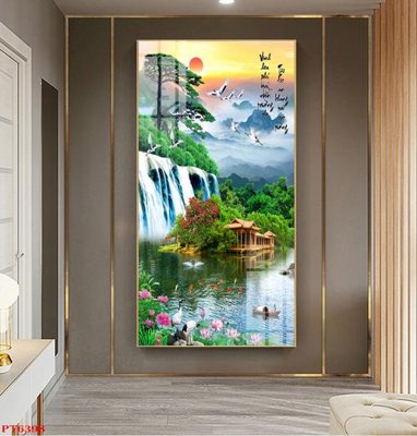 File tranh Tranh sơn thủy thác nước PT6398 (gốc) chủ đề thành phố
