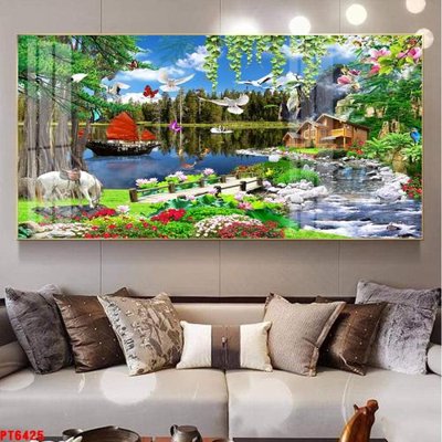 File gốc Tranh sơn thủy thác nước PT6425 cho in ấn và thiết kế