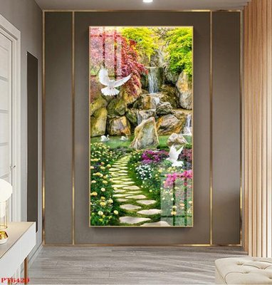 File tranh in mica Tranh sơn thủy thác nước PT6429 (độ phân giải cao)