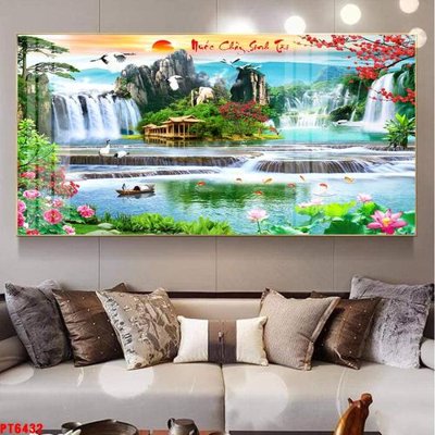 File tranh Tranh sơn thủy thác nước PT6432 (ảnh gốc) không bị mờ