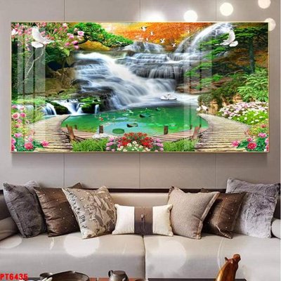 File tranh in mica Tranh sơn thủy thác nước PT6435 (độ phân giải cao)