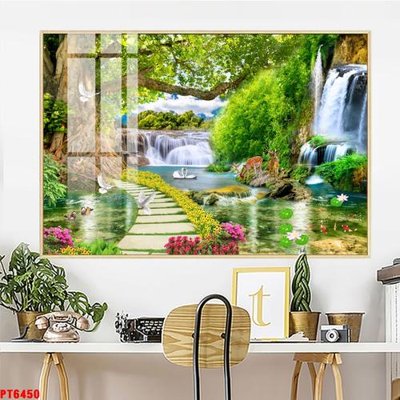 Tải file Tranh sơn thủy thác nước PT6450 (gốc) làm file tranh quảng cáo